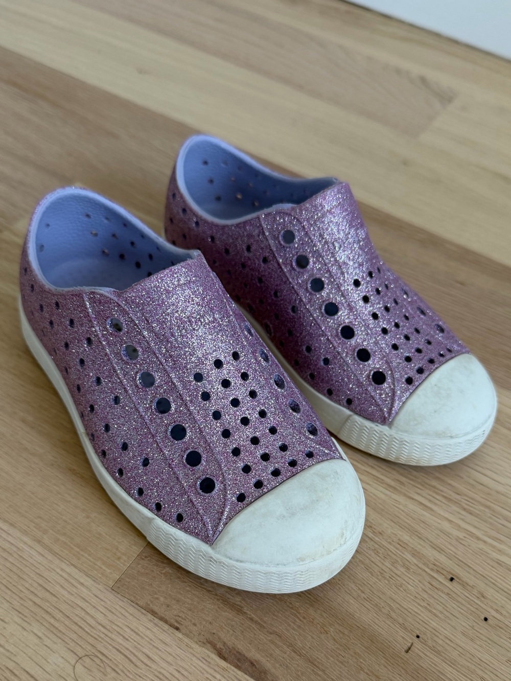 9C Jefferson Native Girls Sandals in Lollipop Purple Bling Glitter Youth Kids